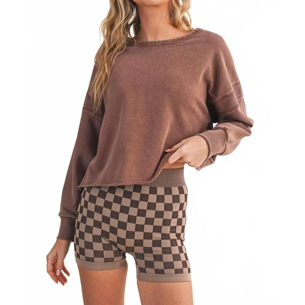 NEW KIMBERLY C cutout back layering sweatshirt in chocolate